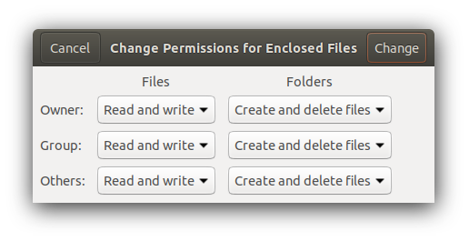 Owner, group, and others permissions for files and folders