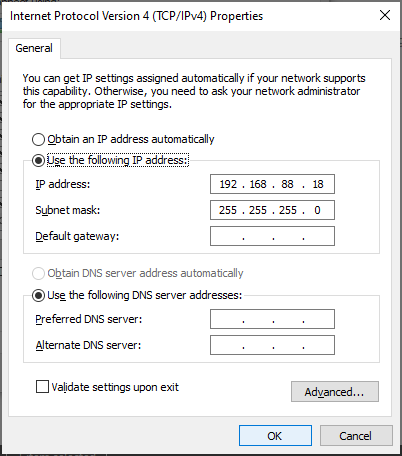 Manually configuring IP address