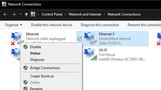 Right-click the 10 gigabit network adapter and select “Properties”
