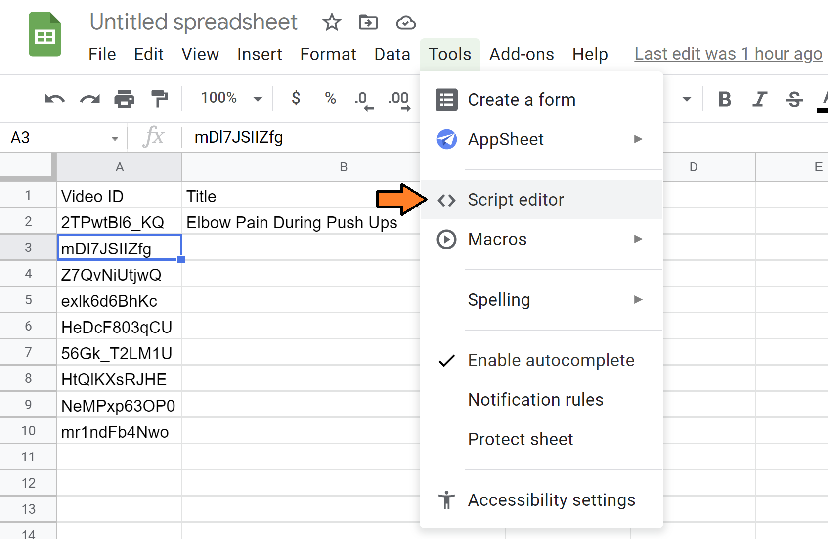 Tools > Script editor will open the script editor.