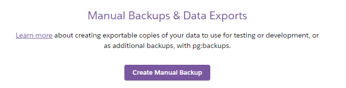 Click on Create a Manual Backup